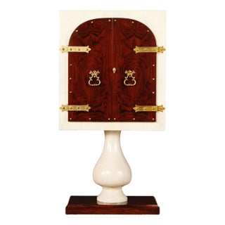 Aldo Tura Lacquered Goatskin, Rosewood and Brass Italian Bar Cabinet, 1950s For Sale