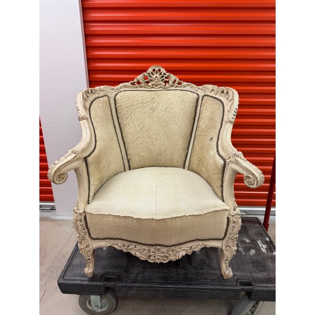 Pair of Louis XV Style Carved Bergère Lounge Chairs For Sale - Image 15 of 15