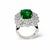 Contemporary Gia Certified Zambia Cushion Emerald & Diamond Ring in 18k White Gold, Size 6.5 For Sale - Image 3 of 5