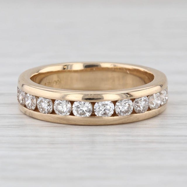 2010s 0.90ctw Channel Set Diamond Band 14k Gold Size 6.75-7 Wedding Ring Stackable For Sale - Image 5 of 8