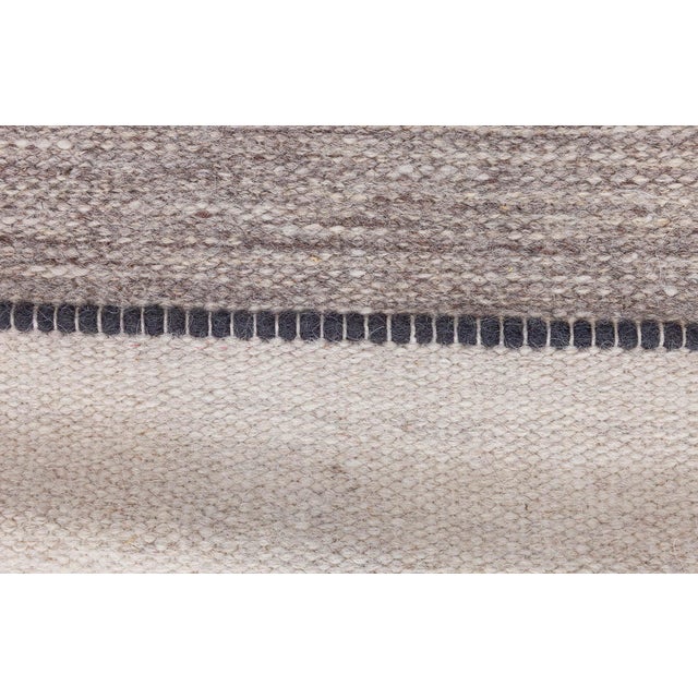 Early 21st Century "Carrara" Contemporary Flatweave Striped Light Gray Runner by Doris Leslie Blau For Sale - Image 5 of 7