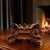 1980s Baroque Style Rectangular Glass-Top Coffee Table With Carved Faux Wood Cast Bases For Sale - Image 5 of 8
