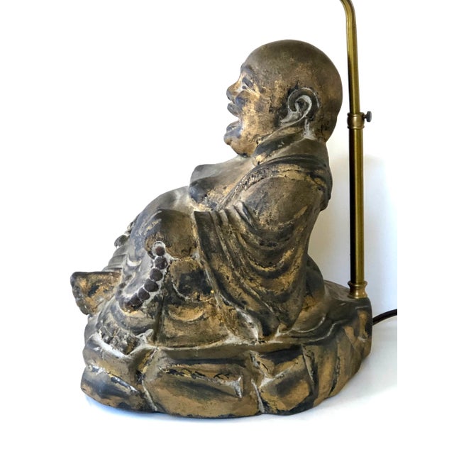 Chinoiserie Carved Giltwood Buddha Table Lamp For Sale - Image 3 of 9