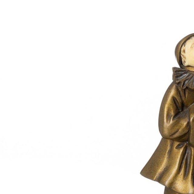 Sculpture - Pierrot - 19th Century - in gilded bronze. French 19th/20th century; gilded bronze sculpture; celluloid head...