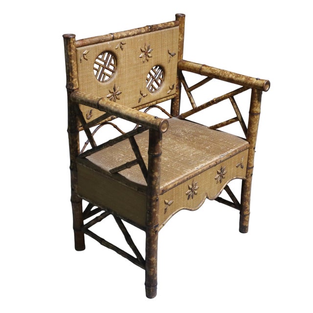 Antique Victorian Bamboo & Rattan Arm Chair For Sale - Image 4 of 7
