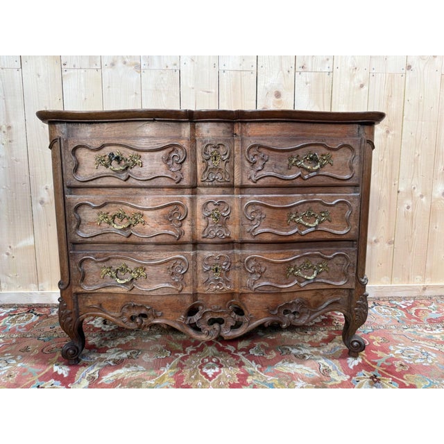 Louis XV Style Chest of Drawers in Carved Oak, Nîmes, 1920s For Sale - Image 10 of 10
