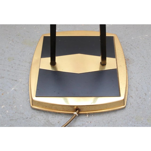 Brass and Black Lacquered Metal Floor Lamp, 1950s For Sale - Image 9 of 10