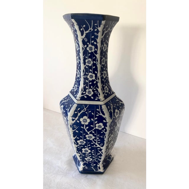 Ceramic Blue and White Large Vase Mid 20th Century Excellent Mint Condition For Sale - Image 7 of 12