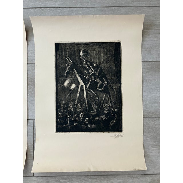 Pair of Original Etchings by Listed Spanish Artist, Manuel Lahoz Valle, Signed For Sale In Miami - Image 6 of 9