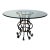 Vintage Hand-Forged Wrought Iron and Brass Dining Table Base With Beveled Glass Top – Indoor / Outdoor For Sale