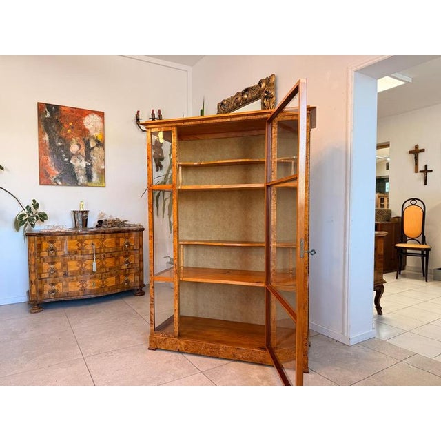 Brown Biedermeier Glass-Fronted Poplar Display Cabinet For Sale - Image 8 of 17