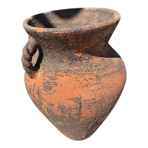 Vintage Mediterranean Terracotta Amphora Urn Planter With Aged Patina