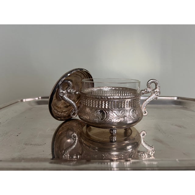 Art Nouveau Silver-Plated Sugar Bowl with Lid by G.Galbiati, Italy, 1890s For Sale - Image 6 of 8