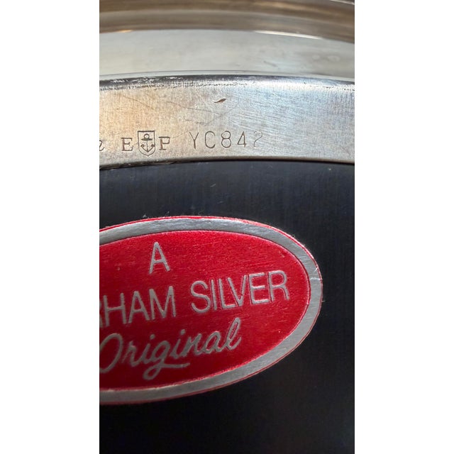 Vintage Mid-Century Modern Silver Plated Gorham Round Service Bar Tray For Sale - Image 9 of 12