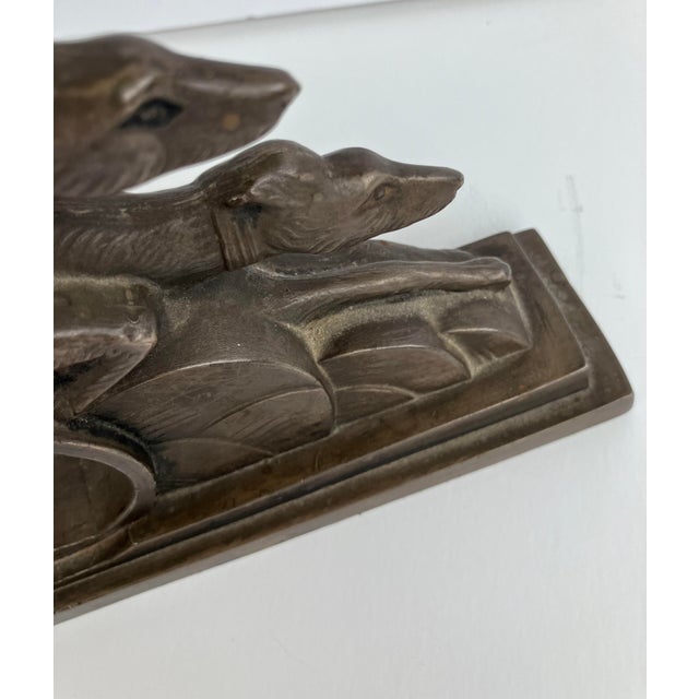 Metal French Art Nouveau Metal Bronze of Greyhound Dog Figurines For Sale - Image 7 of 10