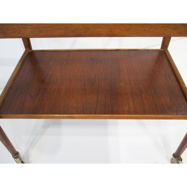 Wood Yngve Ekstrom Teak Rolling Bar Cart Sweden For Sale - Image 7 of 11