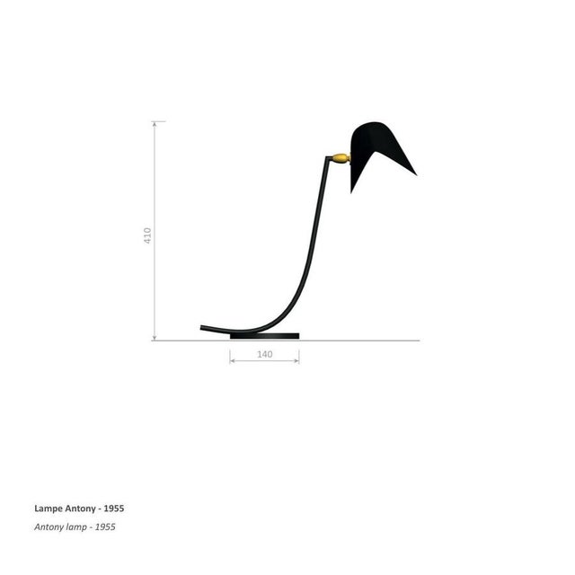 Metal Mid-Century Modern Black Antony Table Lamp from Serge Mouille For Sale - Image 7 of 10