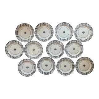 1930s Wedgwood Etruria Blue Laurel Plates - Set of 12 For Sale