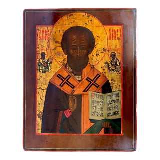 19th Century Religious Icon of St. Nicholas For Sale