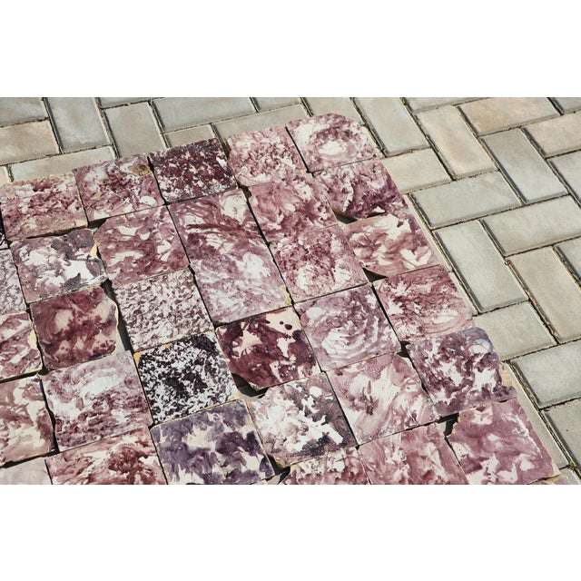 Baroque 18th Century Baroque Aubergine Spongeware Set of Ninety Tiles, Portuguese For Sale - Image 3 of 18