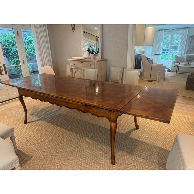 French Provincial Late 20th Century French Regence Provincial-Style Walnut Draw Leaf Table For Sale - Image 3 of 12