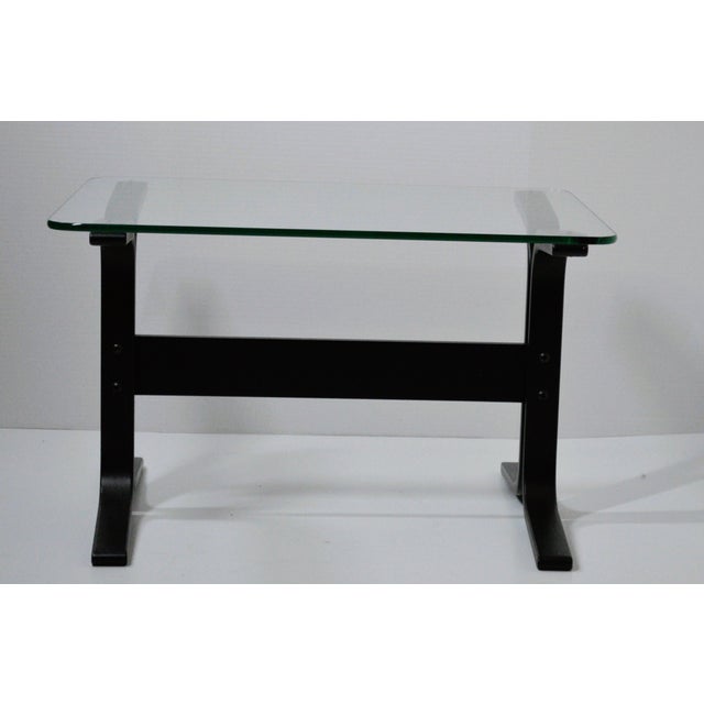Westnofa Norway Ingmar Relling Attribute Siesta Bentwood Black Glass Side End Table. It's used in good condition with...