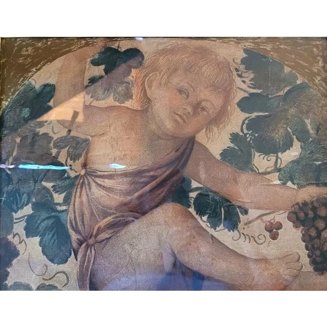 PRESENTING A GLORIOUS & RARE Early 20C Medici Print of ‘Putti Under a Vine’. From the very early 20th Century, circa 1911....