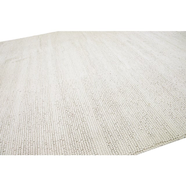 Ivory Contemporary Felted Handmade Oversize Wool Rug by Apadana For Sale In New York - Image 6 of 7