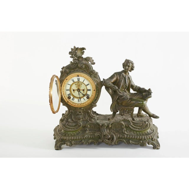Metal Art and Crafts Bronze Ansonia "The Composer " Figural Mantel Clock For Sale - Image 7 of 13
