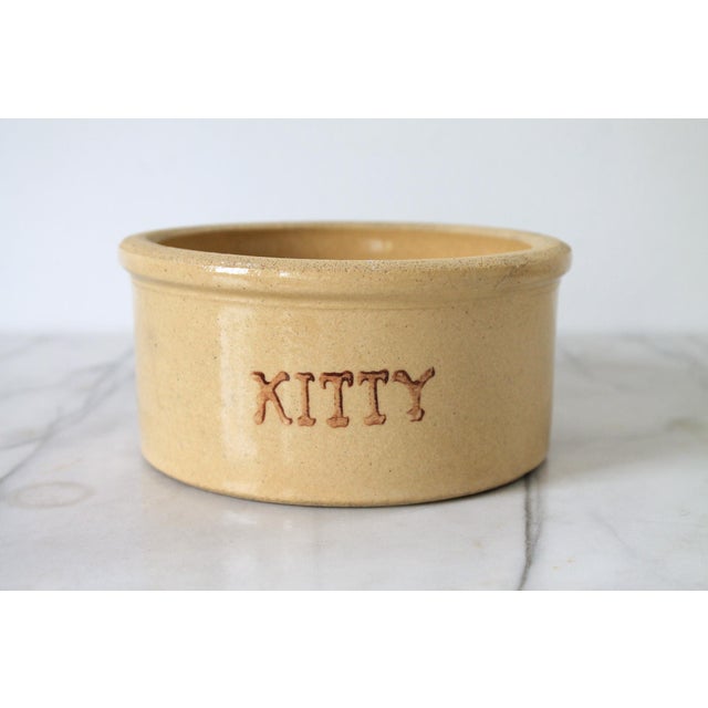 Farmhouse Vintage Robinson Ransbottom Kitty Stoneware Pottery Food and Water Bowls For Sale - Image 3 of 12
