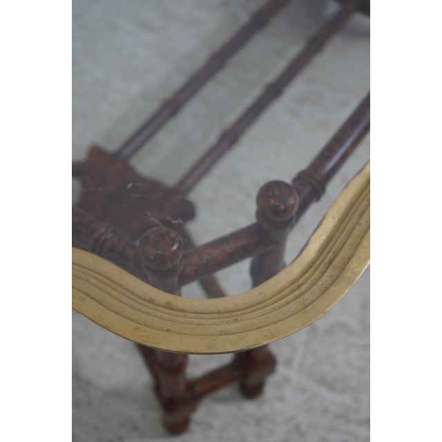 1980s Baker Regency Style Faux Bamboo Glass Top Coffee Table For Sale - Image 5 of 11