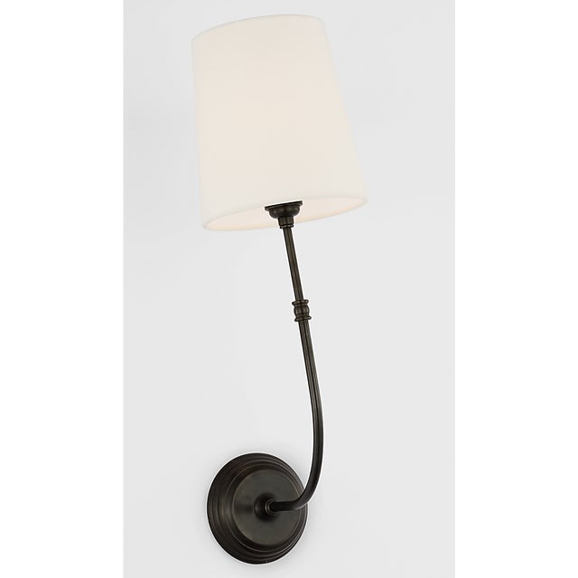 Visual Comfort Suzanne Kasler for Visual Comfort Signature Wyatt 20" Sconce in Bronze with Linen Shade For Sale - Image 4 of 8