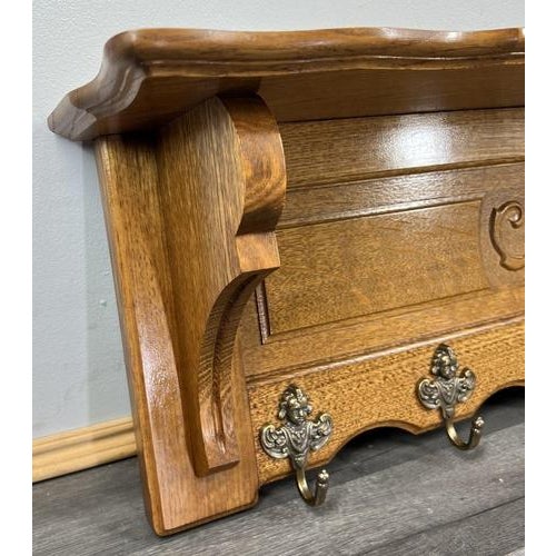 French Coat Rack in Oak with Hooks For Sale - Image 4 of 9