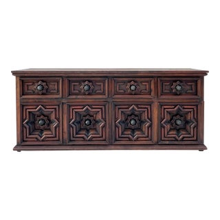 Mid-Century Brutalist Moorish Wood and Iron Sideboard For Sale