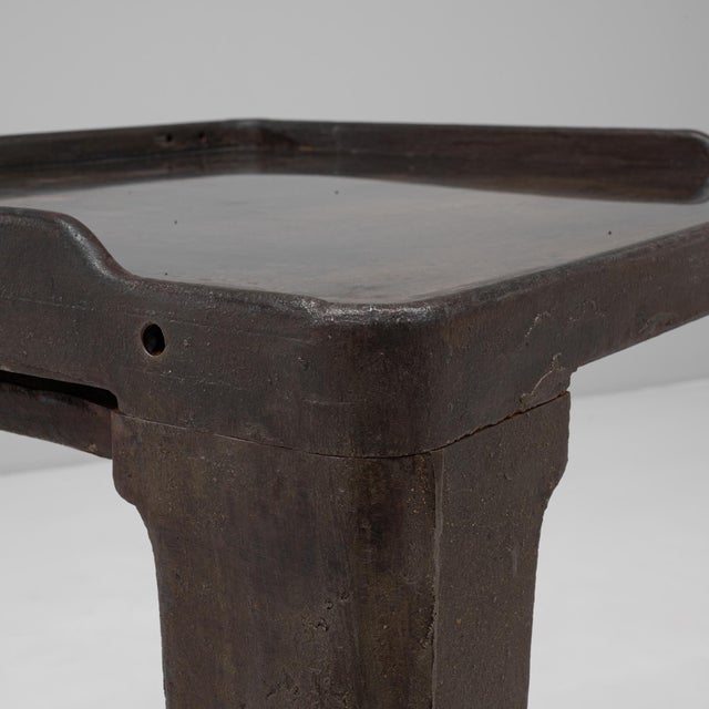 Mid 20th Century French Cast Iron Industrial Work Table With Brass Top For Sale - Image 13 of 18