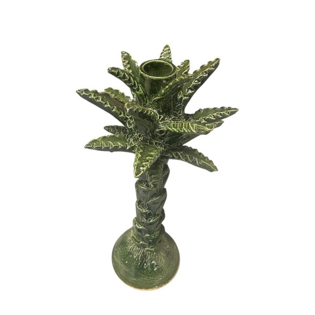 Handcrafted Moroccan Ceramic Palm Tree Candle Holder For Sale - Image 4 of 7
