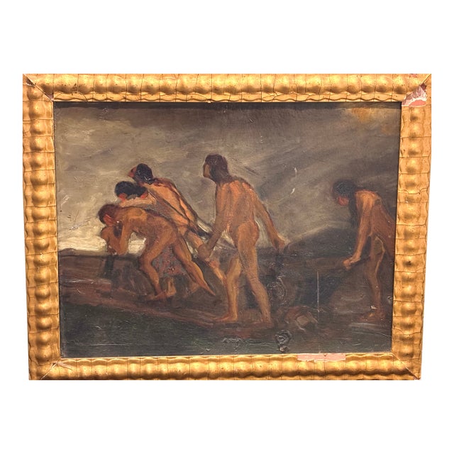 Late 20th Century Unsigned Oil Painting on Board For Sale