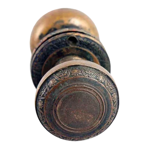 1910s Yale & Towne Brass Concentric Flower Door Knob Set