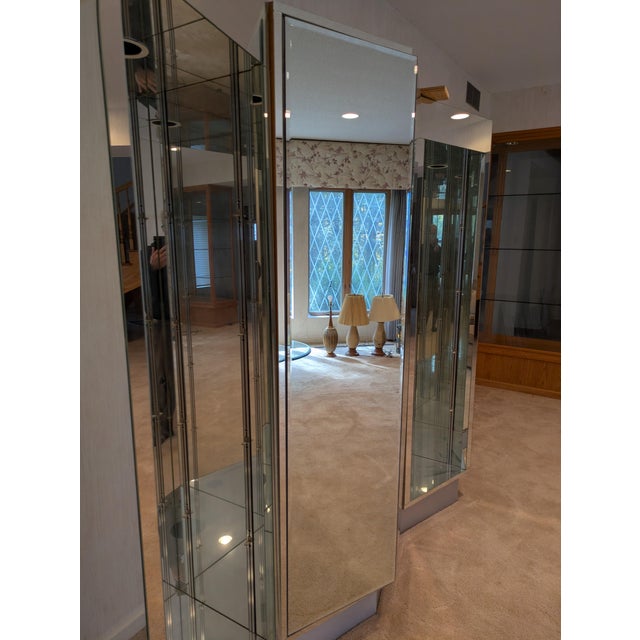 Mid-Century Modern 1990s Mirrored Wall Unit For Sale - Image 3 of 8
