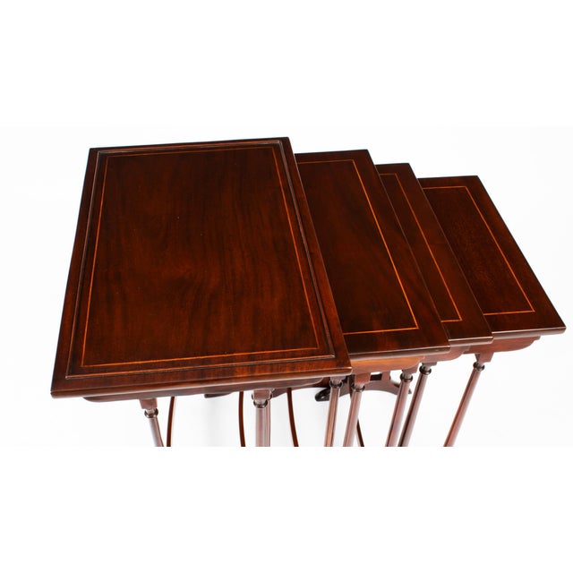 Antique Edwardian Mahogany Nesting Tables, Early 1900s, Set of 4 For Sale - Image 5 of 13