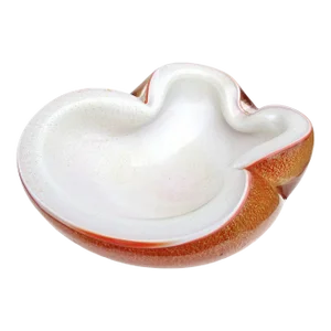Vintage Barbini Murano Orange White Gold Flecks Italian Art Glass Midcentury Bowl Dish Ashtray