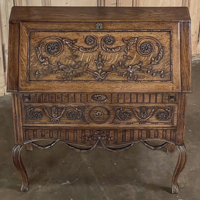 19th Century Country French Louis XVI Slant Front Secretary Desk For Sale In Dallas - Image 6 of 18