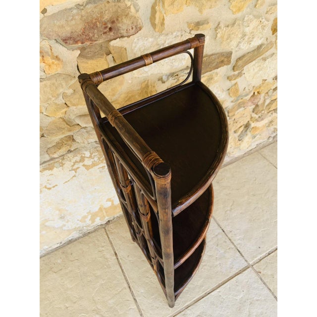 Mid-Century Modern Bamboo and Rattan Three-Tier Corner Shelf, 1960s For Sale - Image 16 of 18