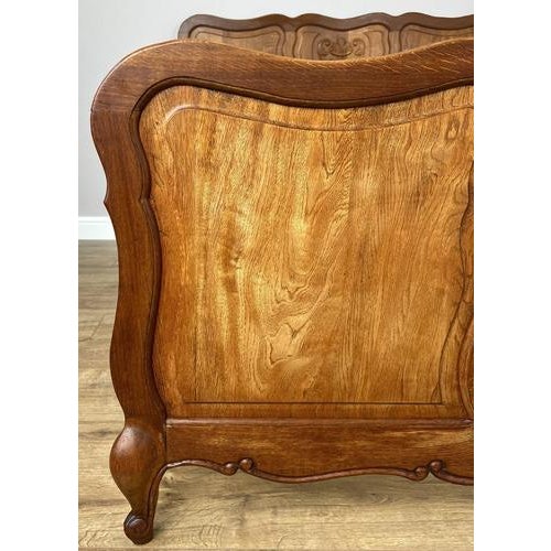 Vintage French Louis XVI Double Bed Frame in Oak For Sale - Image 3 of 11