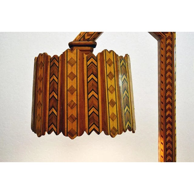 Mid-Century Hand-Crafted Inlaid Wood Floor Lamp, 1950s For Sale - Image 6 of 8