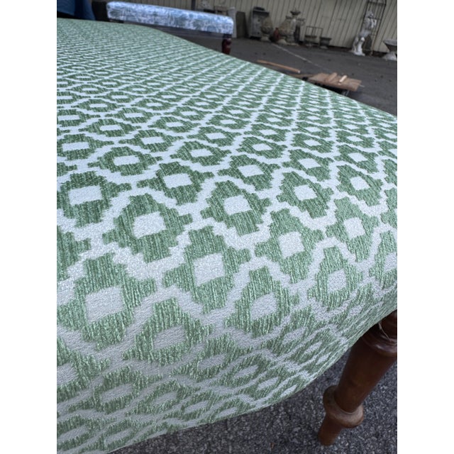 Linen Newly Upholstered English Bench For Sale - Image 8 of 8