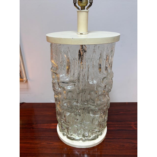 1960s Swedish Molded Glass Table Lamp For Sale - Image 9 of 10