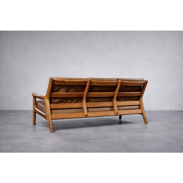 Mid-Century Modern Mid-Century Modern Danish Three-Seater Sofa in Brown Leather by Georg Thams for A/S Vejen Polstermöbelfabrik, 1960s For Sale - Image 3 of 18
