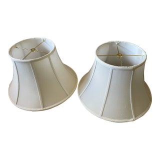 Pair of Large Late 20th Century Ivory Shantung Silk Lampshades For Sale