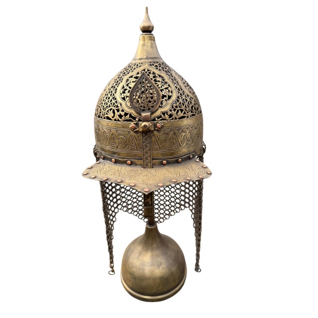 Engraved Brass Warrior Helmet For Sale - Image 12 of 13